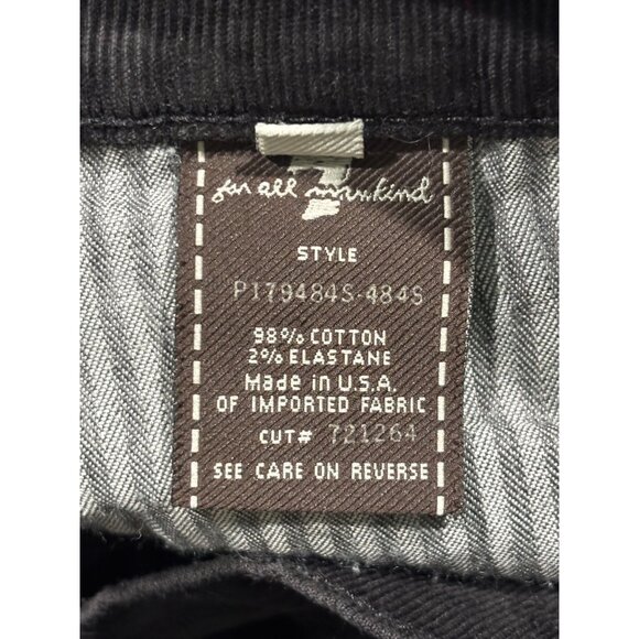 7 For All Mankind Black Corduroy Jeans Size 26 Mid-Rise Straight Leg Womens Pant - Picture 3 of 13